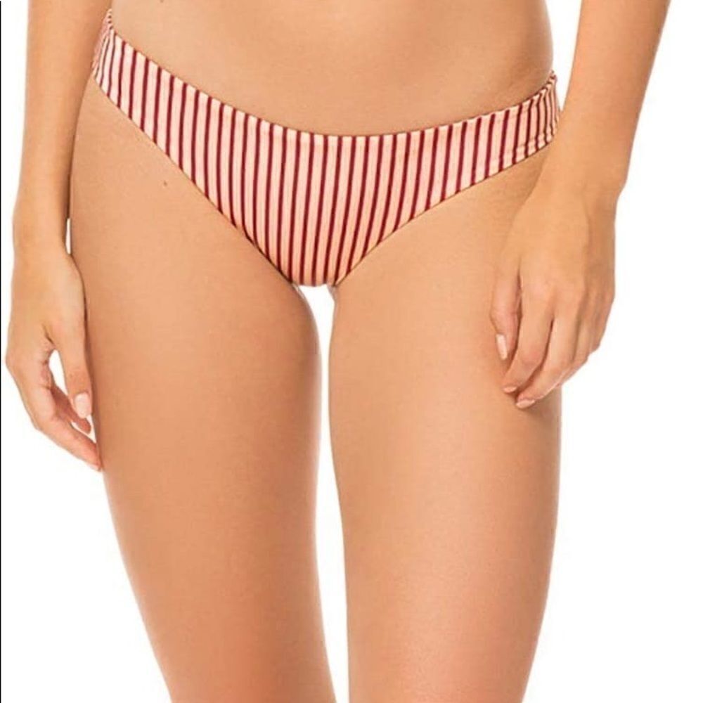 Tori Praver cranberry striped bikini bottom large beachwear
